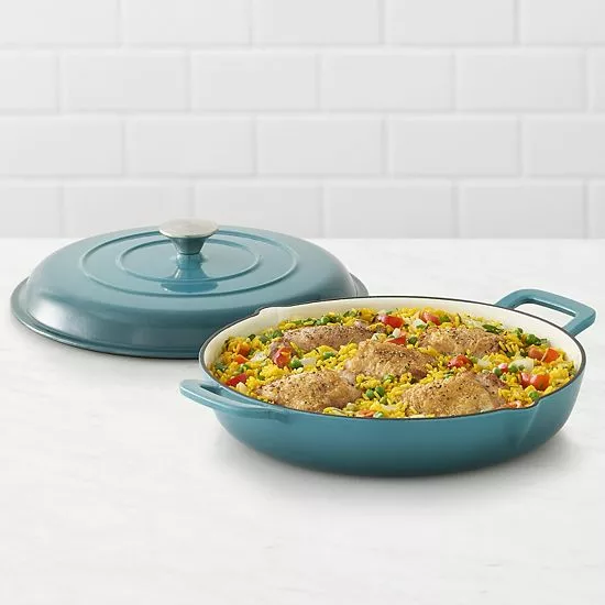 Food Network™ 3.5-qt. Enameled Cast-Iron Braiser With Lid Red - Image 2