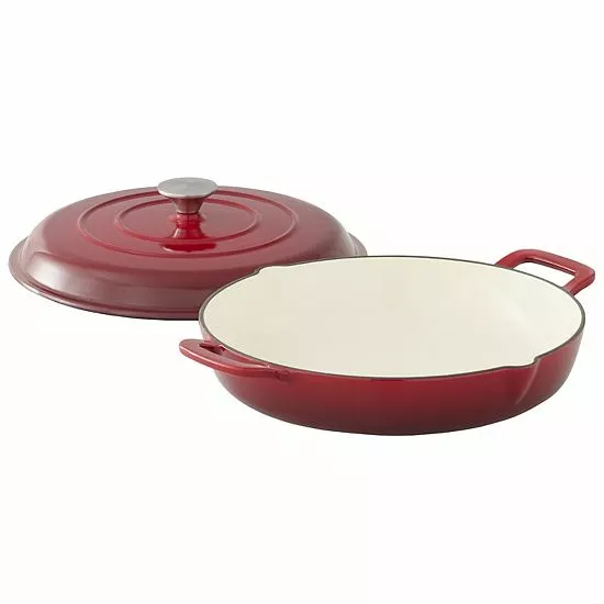 Food Network™ 3.5-qt. Enameled Cast-Iron Braiser With Lid Red - Image 4