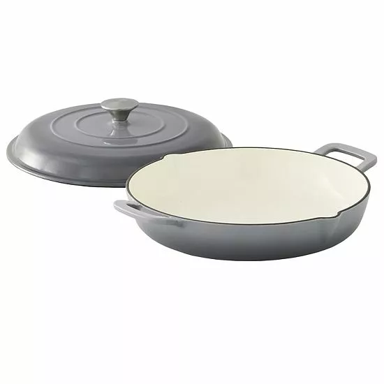Food Network™ 3.5-qt. Enameled Cast-Iron Braiser With Lid Red - Image 6