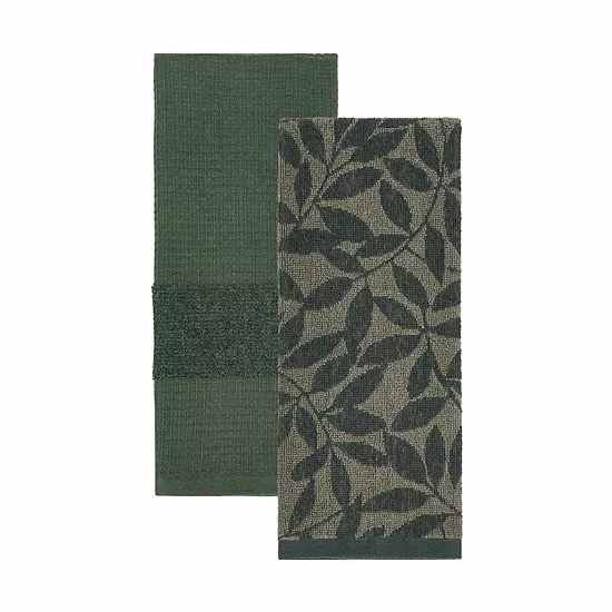 Food Network™ Jacquard Leaves Kitchen Towel 2-pk. Sycamore