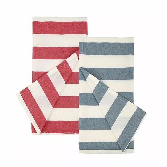 Food Network™ Red & Blue Stripe Flour Sack Kitchen Towel 2-pk. - Image 2